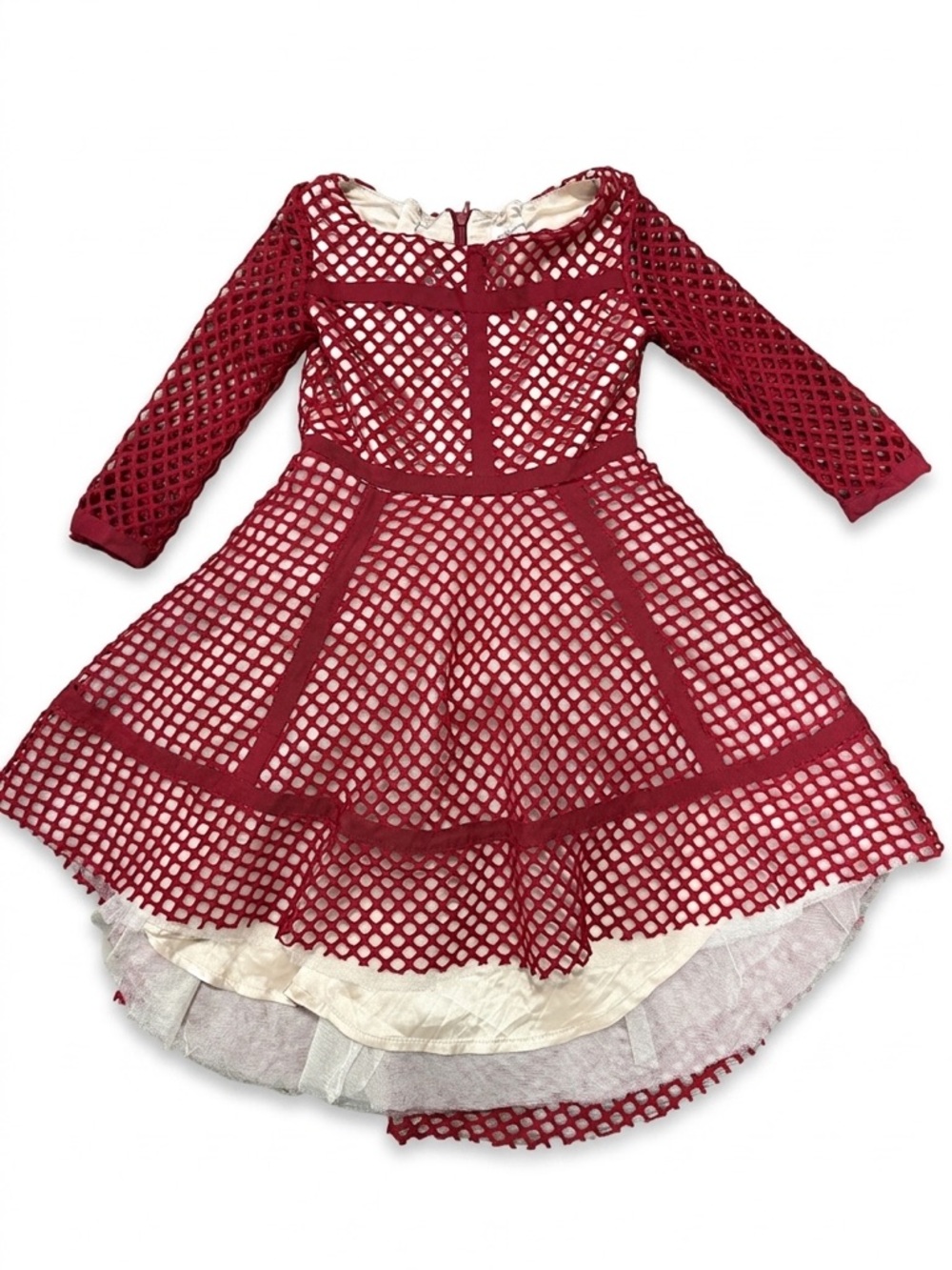 Joyfolie Mia Joy Red Lattice Overlay Dress with Ivory Slip Size 5T